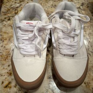 Vans White and Tan Sneakers with Classic Low-Top Design